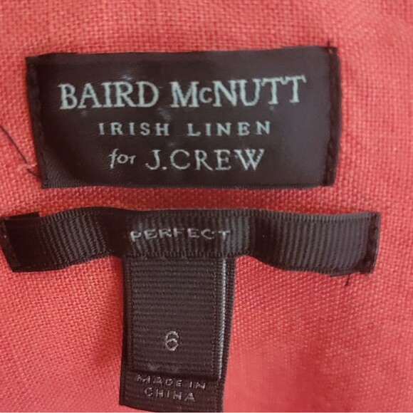 J Crew Baird McNutt 100% Linen Button Up Shirt Size 6 In Coral Orange - Picture 5 of 6